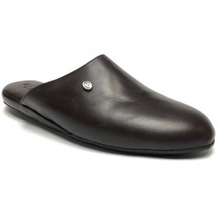 Men's large size leather slippers GEDA Cioccolato