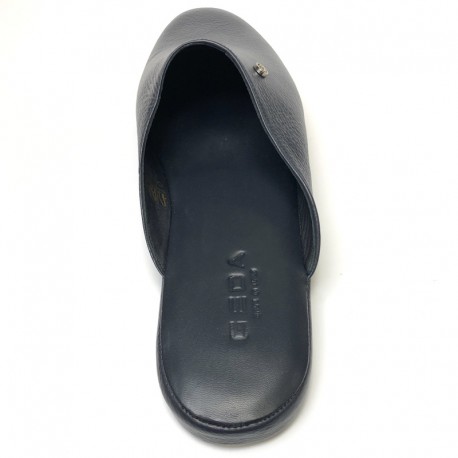 Men's large size leather slippers GEDA Blu