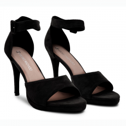 Black high-heel ankle strap sandals. Andres Machado AM5557