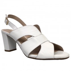 White high-heel leather ankle strap sandals. Big sizes. Bella b.  8418.012