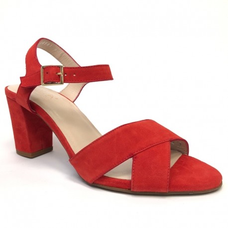 Red high-heel suede sandals. Big sizes. Bella b. 8436.003