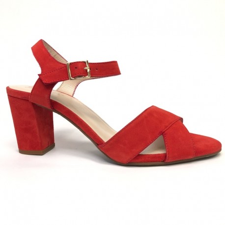 Red high-heel suede sandals. Big sizes. Bella b. 8436.003