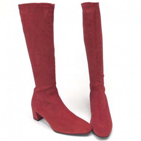 Women's autumn suede sock boots PieSanto 235275 cherry