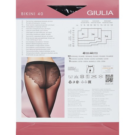 GIULIA Women's thin tights with laced panties BIKINI 40 DEN