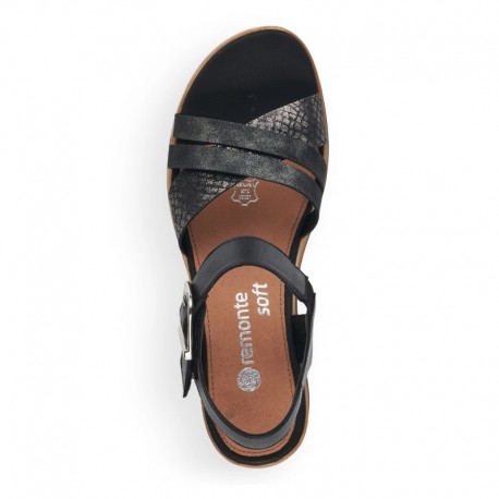 Black wedge sandals Remonte D6454-00