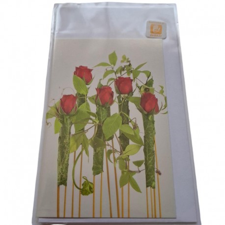 Double card with envelope Roses 8x12 cm