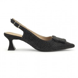 Women's black kitten heel slingback Babouche Freja