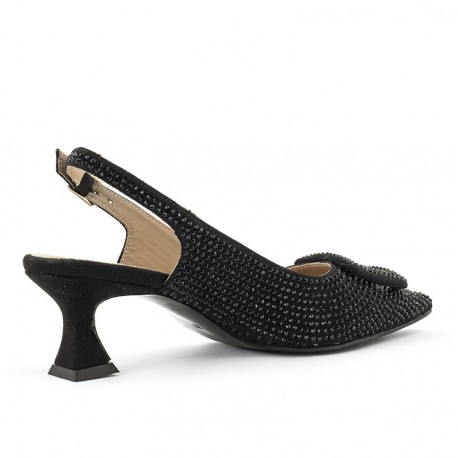 Women's black kitten heel slingback Babouche Freja