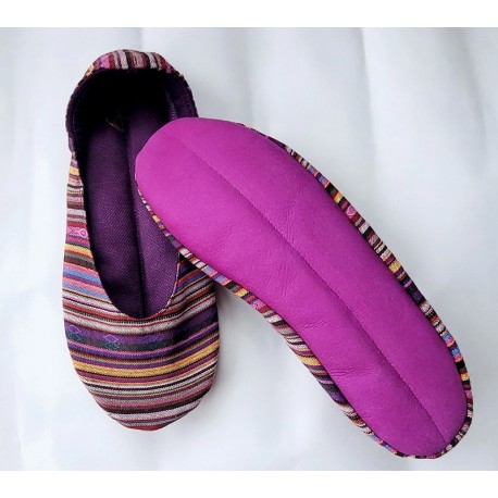 Made to order - handmade slippers Purple strip