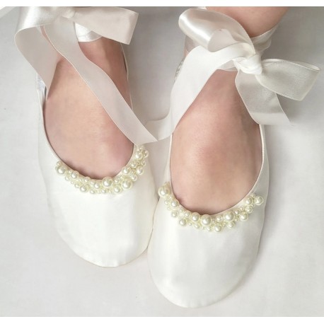 Auf Bestellung gefertigt - handgefertigte Ballerinas für die Hochzeit Ivory silk