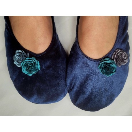 Made to order - handmade ballet flats slippers Dark Blue