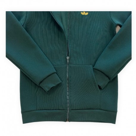 Long Unisex jacket with hood and extended sleeves