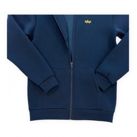 Long Unisex jacket with hood and extended sleeves