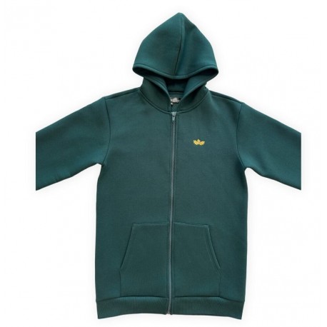 Long Unisex jacket with hood and extended sleeves