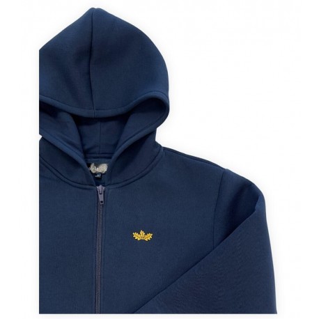 Lange Unisex-Jacke mit Kapuze und verlängerten Ärmeln