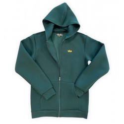 Lange Unisex-Jacke mit Kapuze und verlängerten Ärmeln