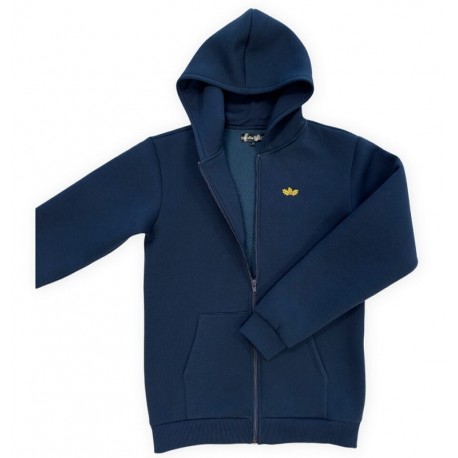 Long Unisex jacket with hood and extended sleeves