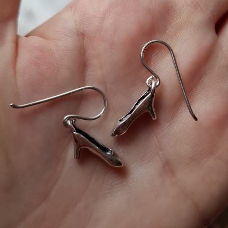 Silver earrings "shoes". Handmade.