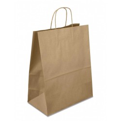 Braune Kraftpapiertüten mit geflochtenen Griffen 32x12x40 cm