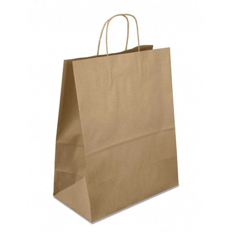 Ruskeat kraft-paperipussit punotulla kahvalla 32x12x40 cm