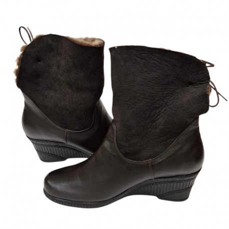 Wedge winter ankle boots with natural fur Vitas Laiks B-109