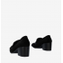 Schwarzer Loafer mit Absatz aus Kunstveloursleder