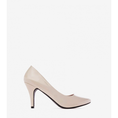 Classic beige patent leather pump AM422