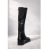 Long black leather winter boots with wool. 56835