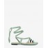 Flat sandal in mint-colored faux suede. AM5700