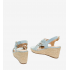 Light blue faux suede espadrilles with jute wedge. AM5664