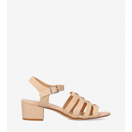 Sandalen in zartem Make-up-Ton mit eckigem Absatz. AM5761