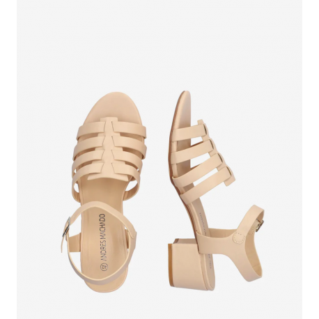 Sandalen in zartem Make-up-Ton mit eckigem Absatz. AM5761