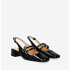 Black patent leather ballerina flats with heels. Ofelianegro