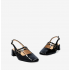 Black patent leather ballerina flats with heels. Ofelianegro