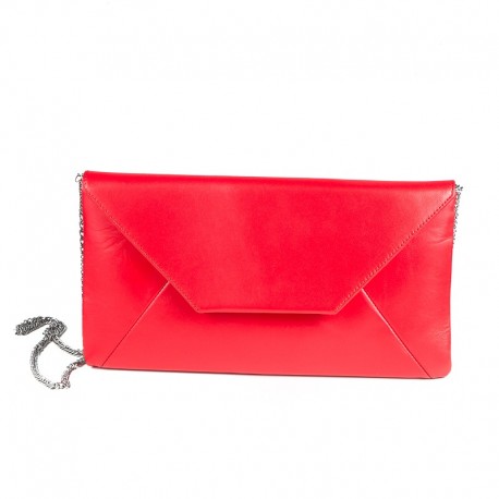 Women's natural leather clutch bag Brenda Zaro Nappa Lipstick